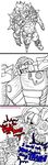  beast_wars clothed clothing comic cybertronian digital_media_(artwork) english_text gloves hair human humanoid junkrat_(overwatch) machine male mammal maximal open_mouth overwatch princesstheking rat rattrap robot rodent simple_background standing teeth text topless transformers video_games 