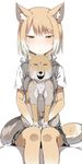  :| animal animal_ears blush closed_mouth commentary dot_nose expressionless eyebrows_visible_through_hair fox fox_ears fox_tail fur_collar gloves gradient_hair gradient_legwear greatmosu grey_skirt grey_vest highres holding holding_animal kemono_friends light_brown_hair looking_at_viewer multicolored multicolored_clothes multicolored_gloves multicolored_hair multicolored_legwear open_clothes open_vest pantyhose pleated_skirt shadow shiny shiny_hair shiny_skin shirt short_hair short_sleeves sitting skirt tail tibetan_sand_fox tibetan_sand_fox_(kemono_friends) tsurime two-tone_hair two-tone_legwear vest white_background white_hair white_shirt yellow_eyes 
