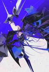  arm_garter armor armored_boots ass bangs bent_over blue blue_eyes blue_ribbon boots buckle fate/grand_order fate_(series) full_body hair_ribbon high_heels leg_lift long_hair long_sleeves looking_at_viewer meltlilith molatoliamu outstretched_arms parted_lips prosthesis prosthetic_leg purple_hair ribbon shiny shiny_hair sleeves_past_wrists solo spikes thigh_boots thighhighs very_long_hair 