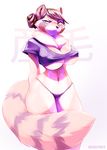  anthro big_breasts breasts clothing female grungecandy looking_at_viewer mammal nipple_bulge pussy red_panda solo standing tight_clothing 