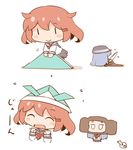  ^_^ blush_stickers brown_hair cheburashka cheburashka_(cosplay) closed_eyes comic commentary_request cosplay fang hair_ornament hairclip hanomido hibiki_(kantai_collection) ikazuchi_(kantai_collection) kantai_collection kodomo_no_hi long_hair long_sleeves mask minigirl multiple_girls neckerchief open_mouth paper paper_hat paper_kabuto school_uniform scissors serafuku short_hair silver_hair simple_background skirt smile solid_eyes white_background |_| 