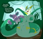  anthro big_breasts breasts duo english_text female female/female huge_breasts nidoking nintendo nipple_vore nude pashoo pok&eacute;mon reptile scalie serperior snake teeth text tongue vaginal video_games vore 