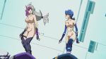  1girl bessho_emma blue_angel blue_eyes blue_hair blush breasts ghost_girl_(yuu-gi-ou_vrains) long_hair multicolored_hair nipples nude pussy solo streaked_hair third-party_edit uncensored yu-gi-oh! yuu-gi-ou yuu-gi-ou_vrains zaizen_aoi 