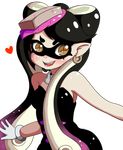  1girl aori_(splatoon) armpit_peek bare_shoulders black_hair breasts brown_eyes choker domino_mask downscaled dress earrings eyebrows_visible_through_hair fangs food food_on_head gloves gradient_hair grey_background hair_ornament heart hoop_earrings jewelry jumpsuit long_hair looking_at_viewer lunaticlann mask md5_mismatch medium_breasts mole mole_under_eye multicolored_hair object_on_head open_mouth outstretched_arms pointy_ears resized sharp_teeth shiny shiny_hair short_eyebrows smile solo splatoon_(series) splatoon_1 strapless strapless_dress sushi teeth thick_eyebrows transparent_background upper_body very_long_hair white_gloves 