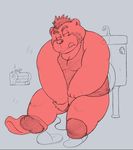  anthro bathroom bear clothed clothing legwear male mammal musclegut muscular muscular_male shirt sketch slippers socks solo tank_top toilet tongue underwear wantaro 