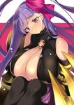  akishima_kei bad_id bad_twitter_id bare_shoulders black_legwear blush breasts claws fate/extra fate/extra_ccc fate/grand_order fate_(series) hair_ribbon huge_breasts long_hair passion_lip purple_eyes purple_hair purple_ribbon ribbon sad shiny shiny_skin sitting solo tears very_long_hair 