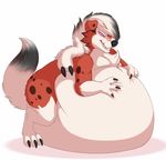  anuvia belly big_belly hand_on_stomach lycanroc nintendo overweight pok&eacute;mon stuffing video_games weight_gain 