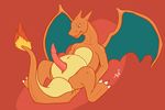  2017 charizard fire flaming_tail lizard male nighteternal2469 nintendo nude penis pok&eacute;mon reptile scalie simple_background smile solo video_games wings 