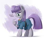  bugplayer clothed clothing equine eyelashes female feral friendship_is_magic fur grey_fur hair hooves mammal maud_pie_(mlp) my_little_pony purple_hair simple_background solo standing 