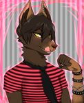  anthro canine clothed clothing fur grungecandy hair looking_at_viewer male mammal necktie solo tongue tongue_out 