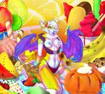  anthro breasts canine clothed clothing dessert female fishnet food grungecandy ice_cream kneeling looking_at_viewer mammal nipples open_shirt smile solo 