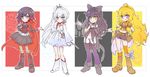  black_hair blake_belladonna blonde_hair blue_eyes chibi ember_celica_(rwby) highres iesupa multiple_girls myrtenaster pantyhose purple_eyes red_hair ruby_rose rwby rwby_chibi silver_eyes thighhighs weiss_schnee white_hair yang_xiao_long yellow_eyes 