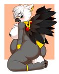  anthro avian belly big_belly big_breasts big_butt birth blush breasts butt crouching eraclea from_behind_position gryphon jewelry kloudmutt looking_back looking_pleasured nipples oviposition paws pregnant sex wide_hips 