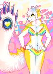  anthro bikini breasts canine clothed clothing female fur grungecandy hair mammal smile solo standing swimsuit wide_hips 