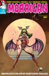  2017 60s adapted_costume animal_print barefoot bat_print bat_wings bridal_gauntlets cosplay cover cover_page demon_girl elbow_gloves full_body gloves green_hair head_wings joe_vriens low_wings morrigan_aensland oldschool one-piece_swimsuit parody print_leotard signature solo style_parody succubus swimsuit udon_entertainment vampire_(game) vampirella vampirella_(character) vampirella_(character)_(cosplay) wings 