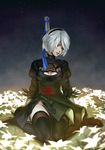  blood cleavage dress g_scream heels nier_automata thighhighs yorha_no.2_type_b 