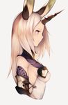  animal_ears bad_id bad_twitter_id bare_shoulders blush breasts bunny_ears closed_mouth commentary_request detached_sleeves highres horn inaba_sunimi long_hair medium_breasts profile purple_eyes sarissa_(shingeki_no_bahamut) shadowverse shingeki_no_bahamut sideboob silver_hair smile solo upper_body 