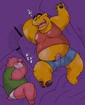  age_difference anthro bear bed belly blush clothing cub drooling humanoid_penis larger_male male male/male mammal open_mouth penis saliva size_difference sleeping slightly_chubby smaller_male stare underwear wantaro young 