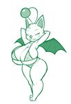  anthro armpits big_breasts bikini breasts cleavage clothed clothing dakkpasserida eyes_closed fangs female final_fantasy huge_breasts moogle nipple_bulge smile solo square_enix swimsuit video_games wings 