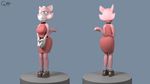  2017 3d_(artwork) anthro butt cat clothed clothing digital_media_(artwork) feline female fur looking_at_viewer mammal pink_fur shima_luan simple_background skunkdude13 smile solo super_planet_dolan 