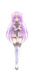  alternate_form arm_warmers ass_visible_through_thighs bangs blush boots breasts full_body green_eyes highres kantai_collection kisaragi_(kantai_collection) leotard long_hair medium_breasts open_mouth purple_eyes purple_hair sogegin solo symbol-shaped_pupils tattoo thigh_boots thigh_gap thighhighs transparent_background 