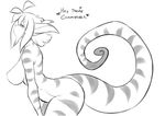  anthro areola big_breasts black_and_white breasts dialogue english_text female gecko geecku hair las_lindas lizard mammal monochrome nipples non-mammal_breasts nude reptile scalie simple_background solo stripes text white_background 