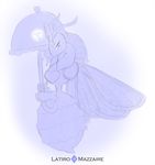  &lt;3 arthropod bee crown english_text female floating_hands insect insect_wings kirby_(series) latiro monochrome nintendo queen_sectonia simple_background sketch solo text umbrella video_games white_background wings 