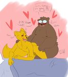  anal anal_penetration angus_(nitw) anthro bear bed brown_fur canine eyewear fox fur glasses gregg_(nitw) male male/male mammal night_in_the_woods nude papaburry penetration simple_background text yellow_fur 