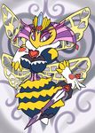  &lt;3 arthropod bee breasts clothing corset feather_boa floating_hands gloves insect insect_wings jewelry kirby_(series) lingerie melee_weapon nintendo pattern_background puchipi purple_eyes queen_sectonia simple_background solo star stinger sword video_games weapon wings 