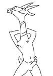  antelope crown disney erection fan_character male mammal monochrome naughty_face nude penis sketch the_weaver_(character) zootopia 