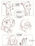  2017 anthro canine clothed clothing comic crying dialogue disney duo english_text female fox greyscale judy_hopps lagomorph male mammal monochrome nick_wilde rabbit simple_background sprinkah tears text white_background zootopia 