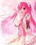  absurdres ayamori_mimi covered_navel elbow_gloves fate/grand_order fate_(series) gloves hairband highres layered_skirt long_hair looking_at_viewer medb_(fate)_(all) medb_(fate/grand_order) open_mouth pink pink_eyes pink_hair smile solo very_long_hair white_gloves 