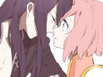  1boy 1girl aqua_eyes black_hair dress estellise_sidos_heurassein long_hair open_mouth pink_hair purple_eyes short_hair tales_of_(series) tales_of_vesperia vest yuri_lowell 