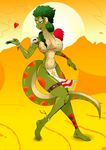  &lt;3 atheletic athletic big_breasts bikini_outfit blowing_kiss bone_ornaments breasts clothing dandabar desert dreaj1 fan_character iguana lizard loincloth nevlinad one_eye_closed pinup ponytail pose priest reptile scalie skull_and solo tribal voodoo wink zahara_(character) 