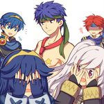  3boys armor blue_eyes blue_hair blush cape cosplay donkey_kong donkey_kong_(cosplay) donkey_kong_(series) embarrassed female_my_unit_(fire_emblem:_kakusei) fire_emblem fire_emblem:_akatsuki_no_megami fire_emblem:_fuuin_no_tsurugi fire_emblem:_kakusei fire_emblem:_monshou_no_nazo fire_emblem:_souen_no_kiseki gloves headband hood ike long_hair lucina marth multiple_boys multiple_girls my_unit_(fire_emblem:_kakusei) nude open_mouth red_hair roy_(fire_emblem) short_hair smile star super_smash_bros. tiara twintails white_hair wusagi2 