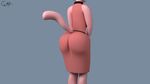  2017 3d_(artwork) anthro butt cat clothed clothing digital_media_(artwork) feline female fur mammal pink_fur shima_luan simple_background skunkdude13 solo super_planet_dolan 