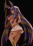  absurdres blush bracelet breasts dark_skin earrings egyptian egyptian_clothes facial_mark fate/grand_order fate_(series) hairband highres hoop_earrings jewelry long_hair looking_at_viewer medium_breasts nitocris_(fate/grand_order) purple_eyes purple_hair sidelocks solo standing very_long_hair yatsuka_(846) 