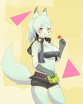  anthro blush candy canine clothed clothing female food fox kyuuri lollipop looking_at_viewer mammal smile solo standing tongue tongue_out 