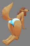  2017 all_fours anthro breasts brown_hair camel_toe canine clothing dog female hair mammal panties pienji smile solo underwear 