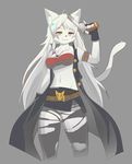  anthro clothed clothing feline female fur gun hair handgun kyuuri looking_at_viewer mammal pistol ranged_weapon smile solo standing weapon 
