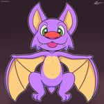  2017 bat cute digital_media_(artwork) female feral laylee looking_at_viewer mammal simple_background smile solo tongue video_games wings yooka-laylee zekromlover 