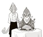  2017 angry anthro avian bird black_nose chameleon clothing duo eyes_closed falco_lombardi food leon_powalski lizard male nintendo reptile scalie simple_background star_fox table video_games 山羊 