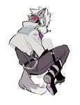  2017 anthro black_nose boots canine claws clothing fingerless_gloves footwear fur gloves grey_fur jacket male mammal nintendo red_eyes simple_background solo star_fox video_games white_fur wolf wolf_o&#039;donnell 山羊 