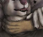  &lt;3 5_fingers ambiguous_gender anthro asphyxiation being_choked canine choked choking claws clothing dog faceless_ambiguous fur grey_eyes grey_fur male mammal marjani pads_(disambiguation) partially_closed_eyes pawpads paws purple_nose sharp_teeth shirt teeth tongue tongue_out white_fur 