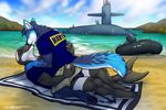  akamai backdraftwolf beach blue_fur blush cuddling fur gay_couple kissing male male/male romantic sea seaside submarine tsaiwolf vehicle water white_fur 