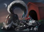  anthro bone bowl canine collar doghouse erection food_bowl hypnosis male mammal mind_control moon nude open_mouth penis precum rakisha rubber shiny solo spiral_eyes tongue tongue_out wolf 