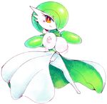  2017 big_breasts blush breasts female gardevoir green_hair hair humanoid looking_at_viewer mammal nintendo pok&eacute;mon presenting pussy simple_background solo video_games white_background ɯ(_&ndash;_&ndash;_)ɯ 