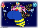  &lt;3 alpha_border alpha_channel arthropod bee big_breasts blue_body breasts day-tripper-guy doctor-robert feather_boa female floating_hands huge_breasts insect insect_wings kirby_(series) nintendo purple_eyes queen_sectonia solo staff starscape video_games wings yellow_body 