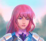  armor bangs fateline_alpha highres knight lips long_hair original pink_hair purple_eyes solo 