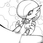  balls breasts duo female gardevoir human humanoid interspecies male male/female mammal monochrome nintendo nipples nude open_mouth penis pok&eacute;mon sex simple_background steam titfuck video_games ɯ(_&ndash;_&ndash;_)ɯ 